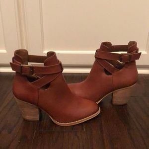 Reba Brown Ankle Boots with Buckle Detail